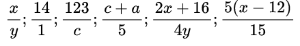 Примеры алгебраических дробей