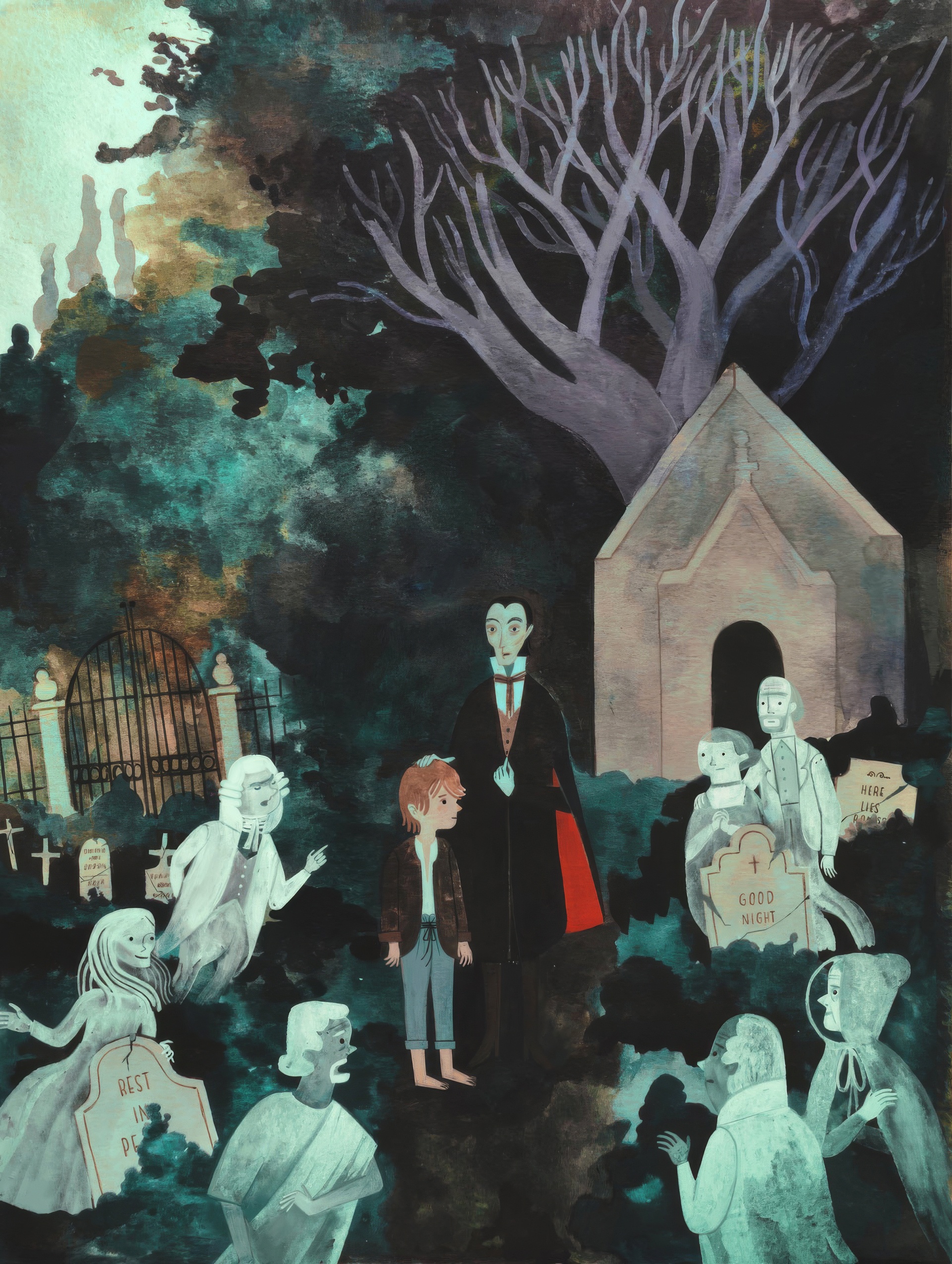 Иллюстрация "Истории с кладбищем". Художник Yasmin Imamura.