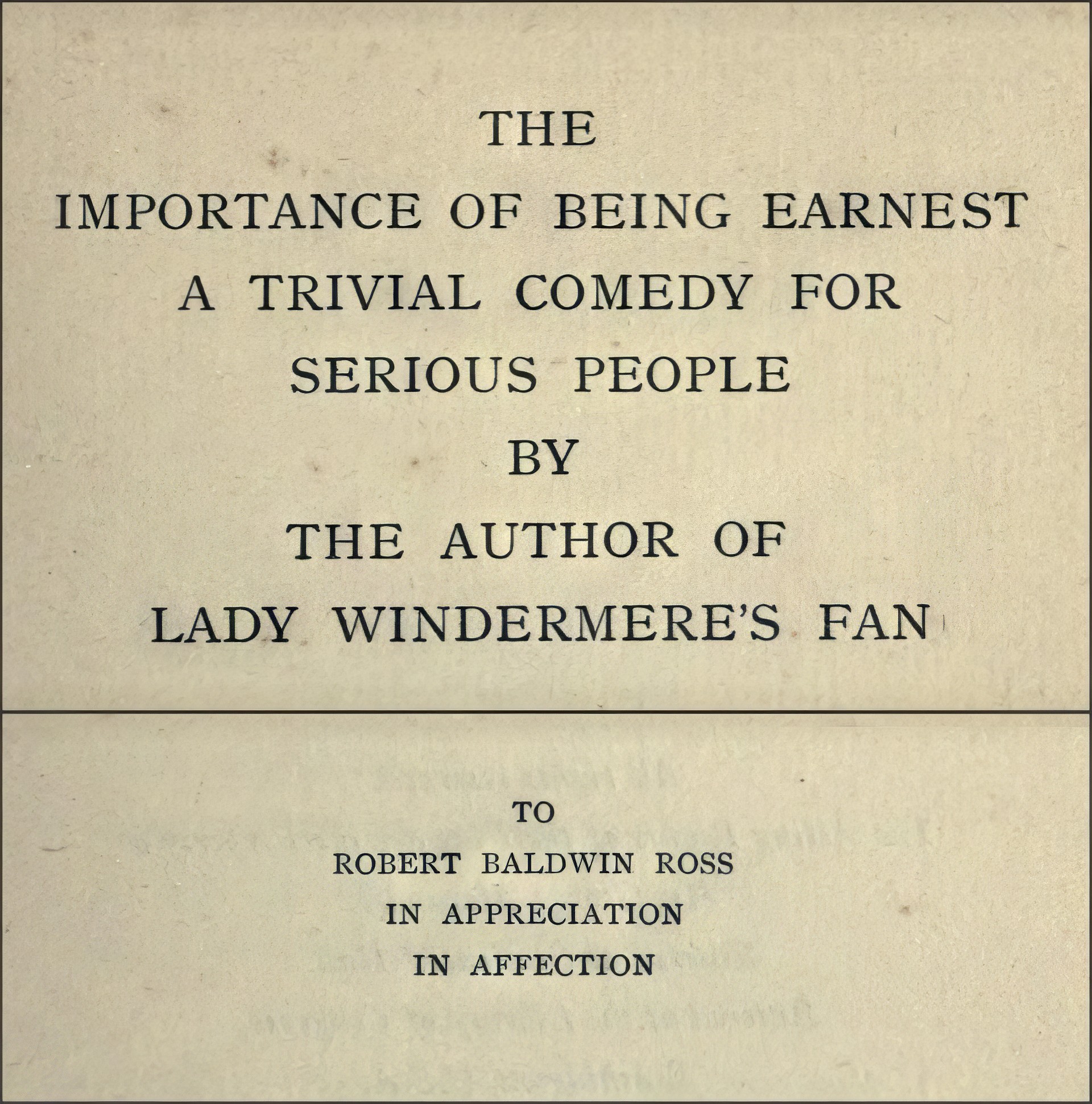 Титульный лист первого издания 1899 года, на котором имя Уайльда отсутствует на первой странице.