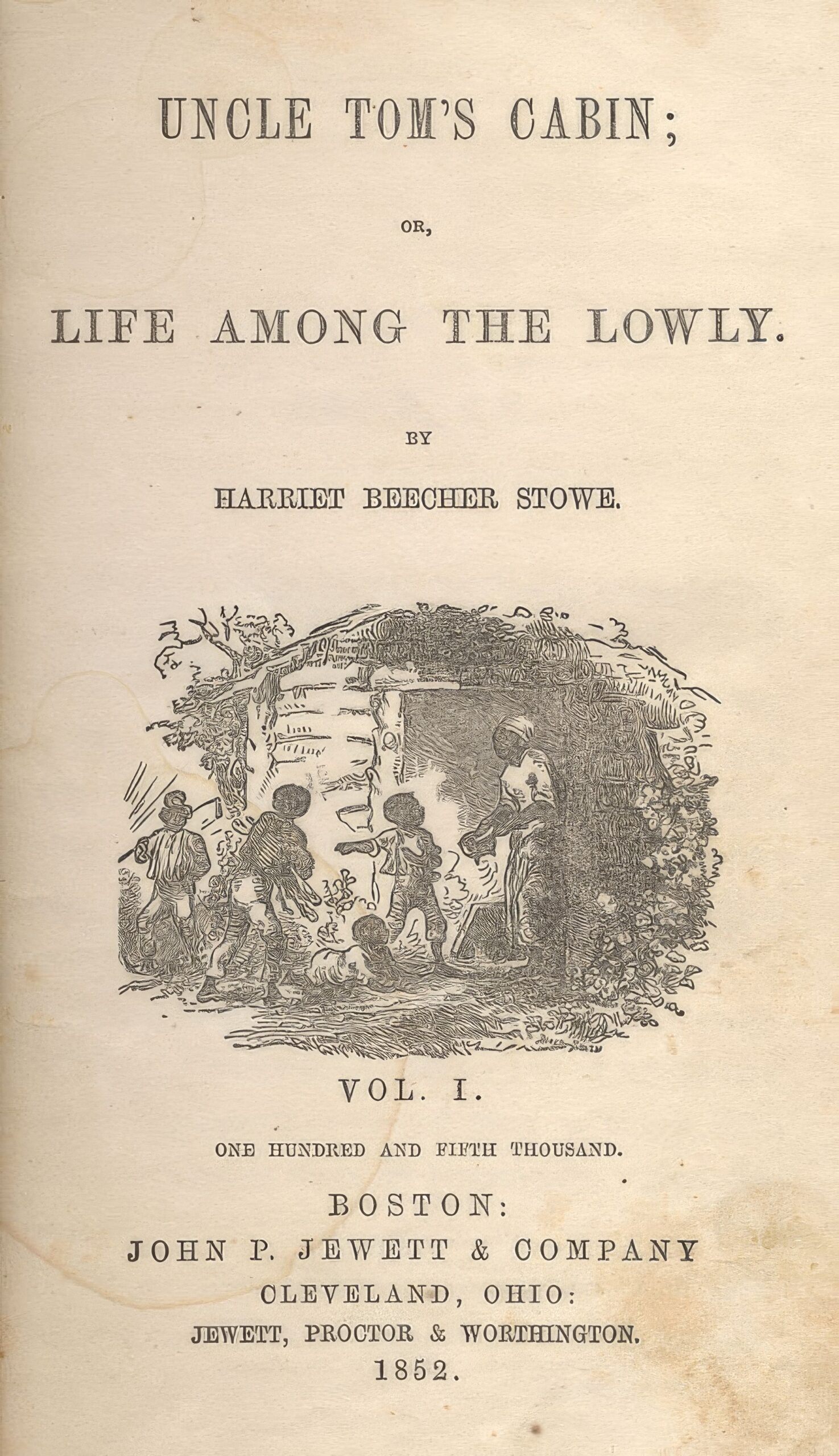 Титульный лист первого тома первого издания «Хижины дяди Тома» (1852).