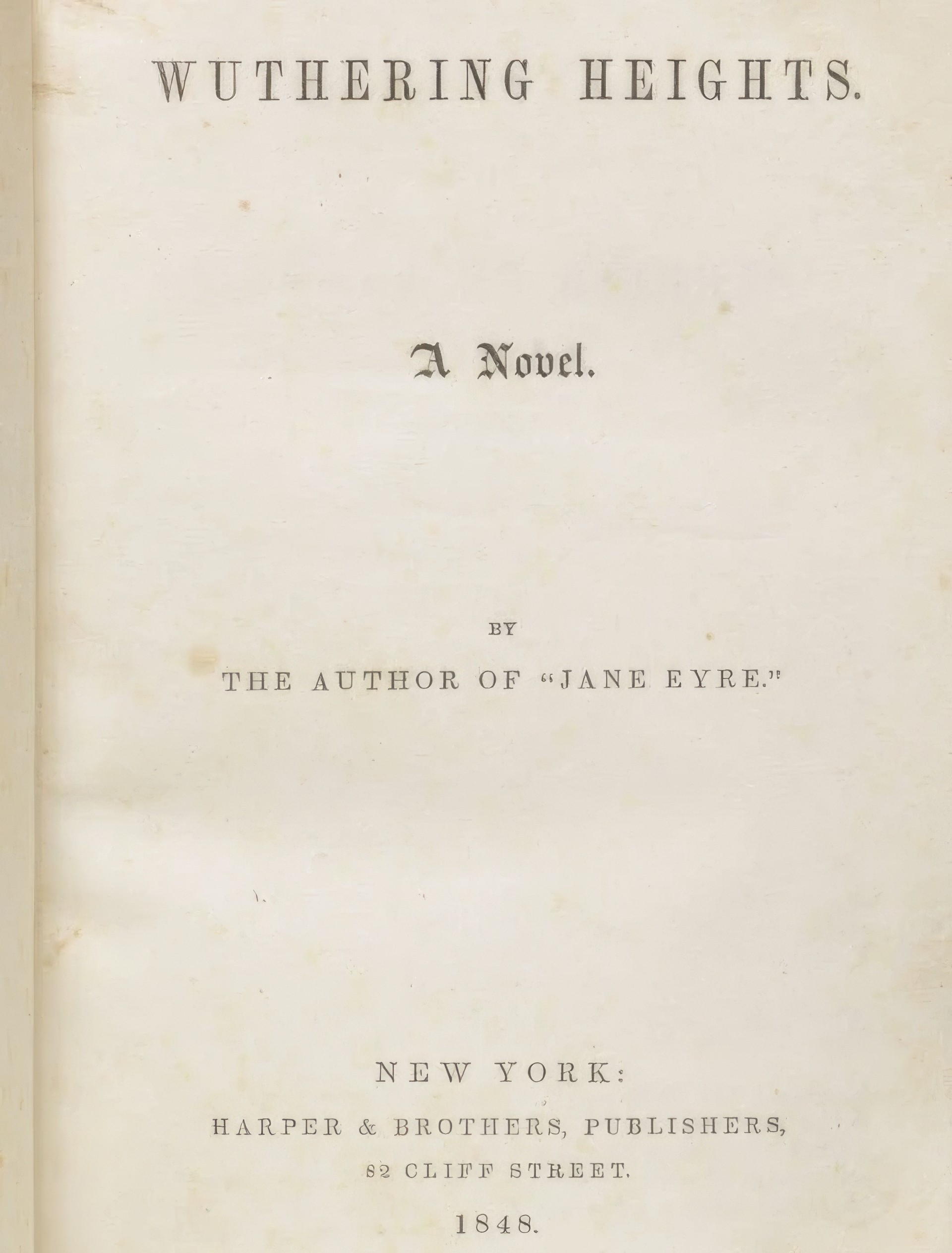 Оригинальная обложка "Грозового перевала". https://commons.wikimedia.org/wiki/File:Houghton_Lowell_1238.5_(A)_-_Wuthering_Heights,_1847.jpg#mw-jump-to-license
