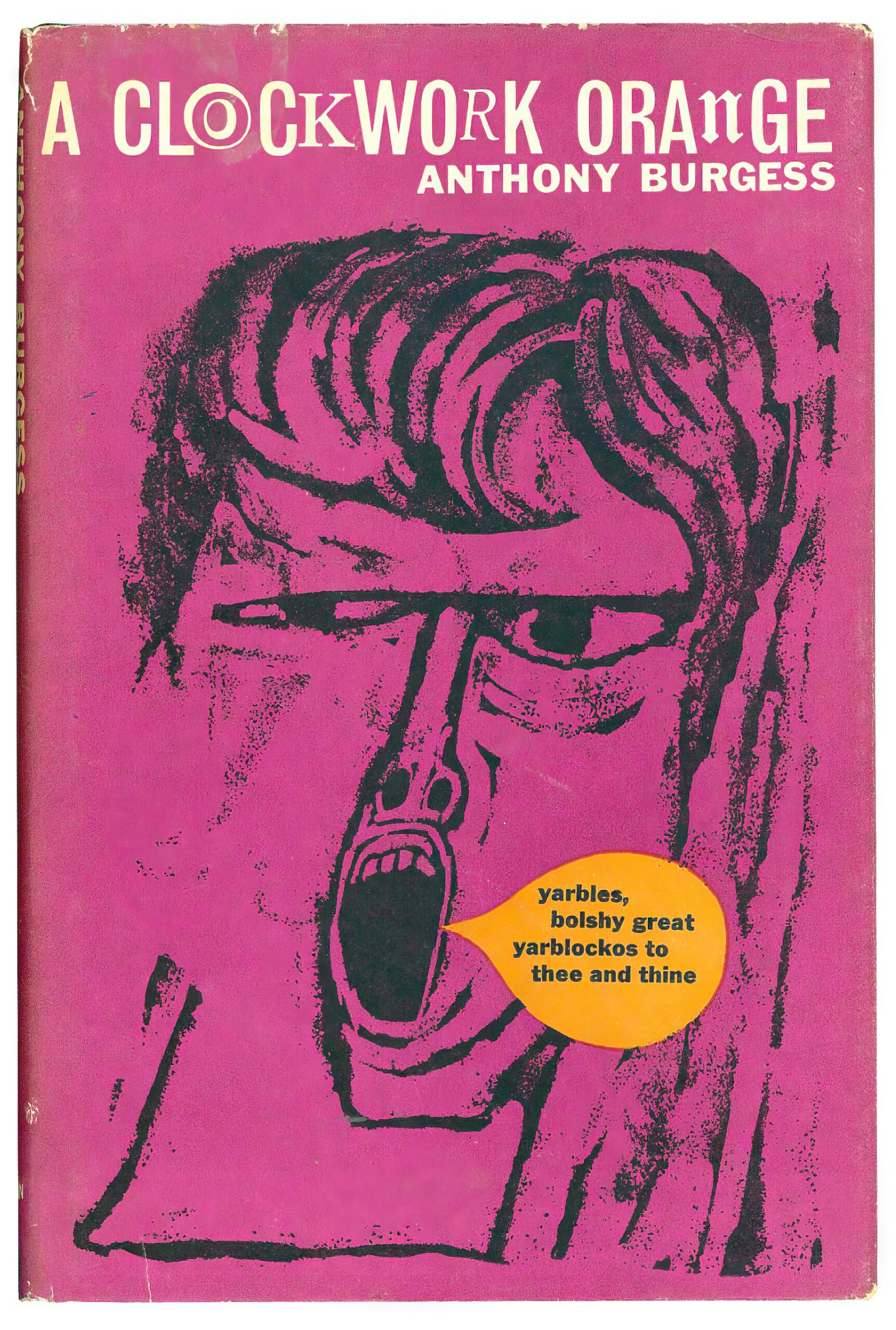 Суперобложка первого издания романа "Заводной апельсин", художник обложки - Барри Тренгов. Опубликовано 17 марта 1962 года в Великобритании.