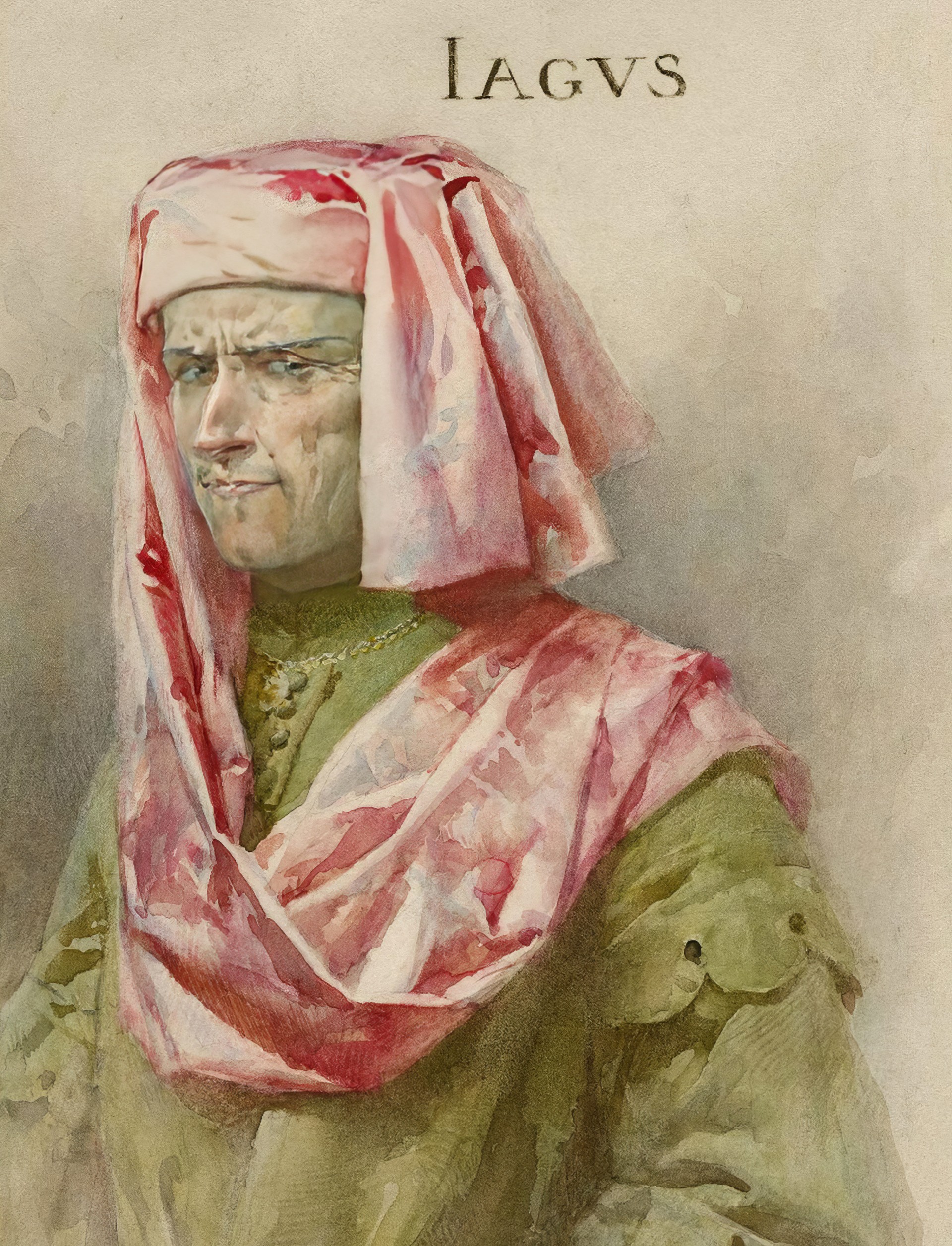 Портрет Яго из серии иллюстраций к «Отелло». Конец XIX в. Художник Людовико Маркетти.