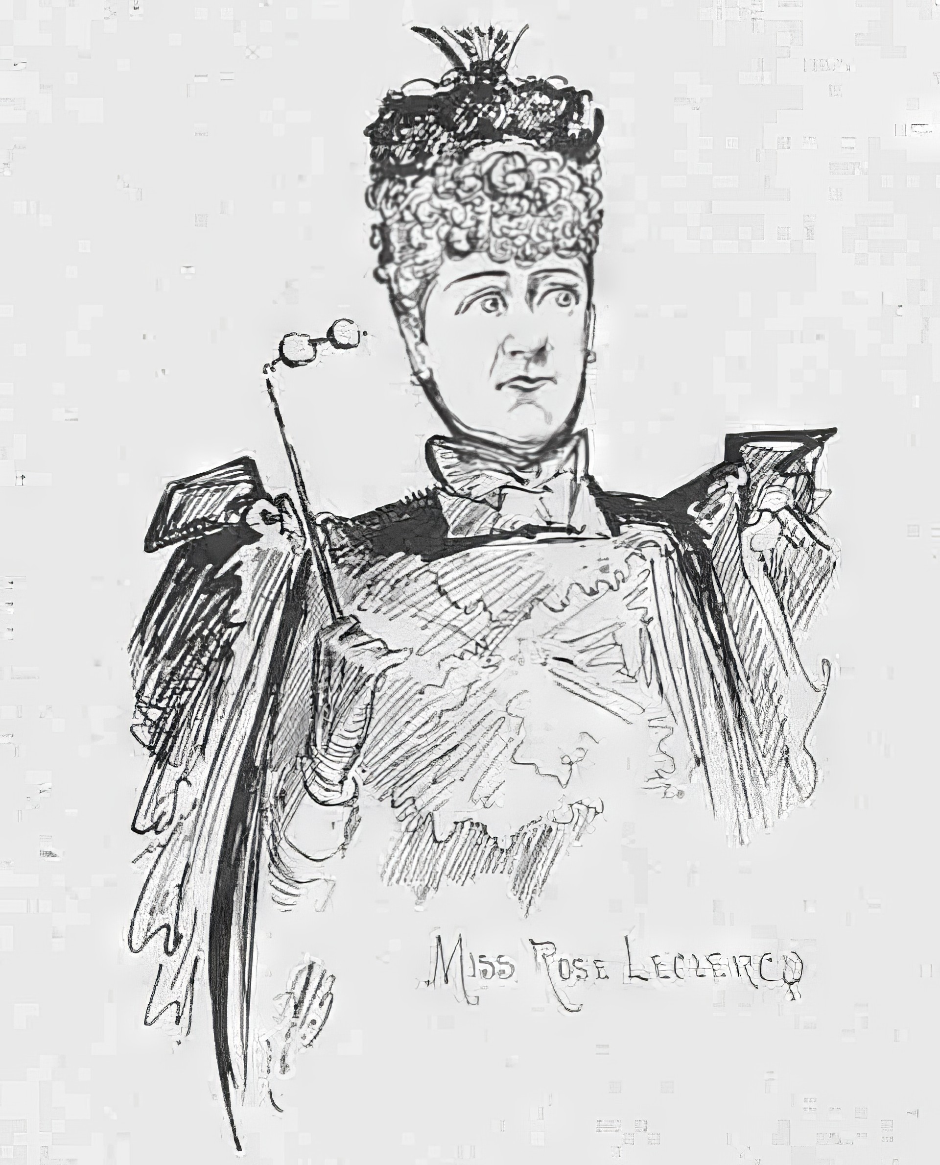 Литография с изображением актрисы Роуз Леклерк в роли леди Брэкнелл в «Как важно быть серьёзным».