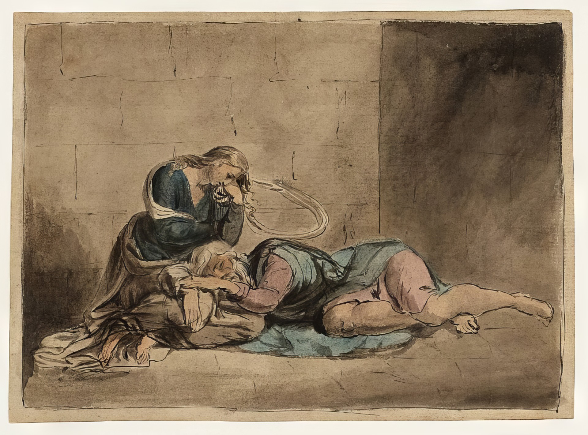 "Лир и Корделия в тюрьме" работы Уильяма Блейка, около 1779.