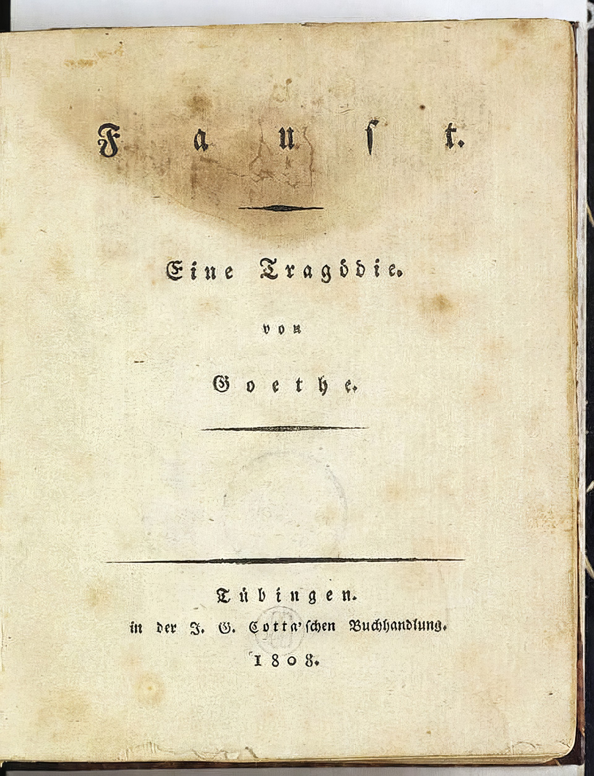 «Фауст I», первое издание, 1808.