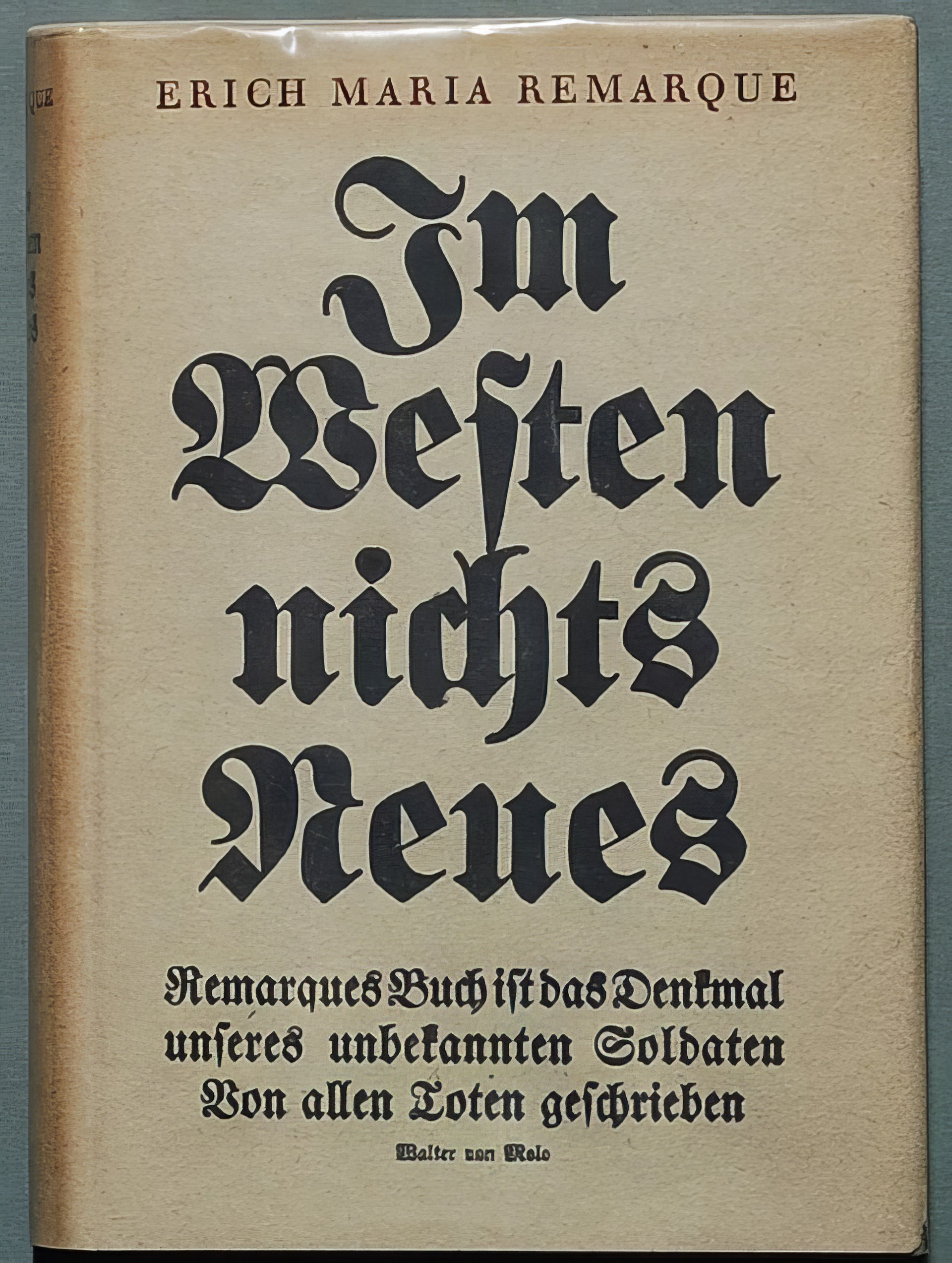 Обложка первого издания романа «На Западном фронте без перемен» 1929 года.