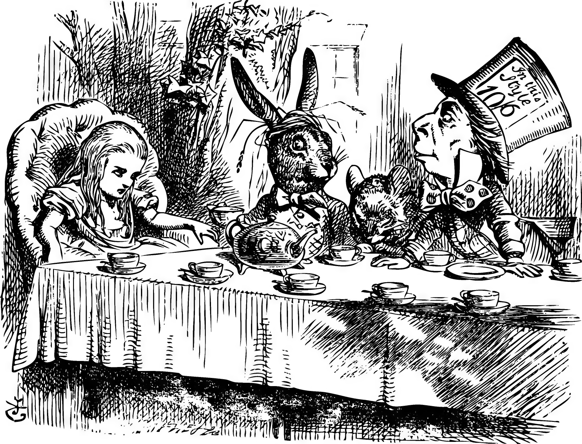 Иллюстрация Джона Тенниела к сказке Льюиса Кэрролла «Алиса в Стране чудес», опубликованной в декабре 1865 года.