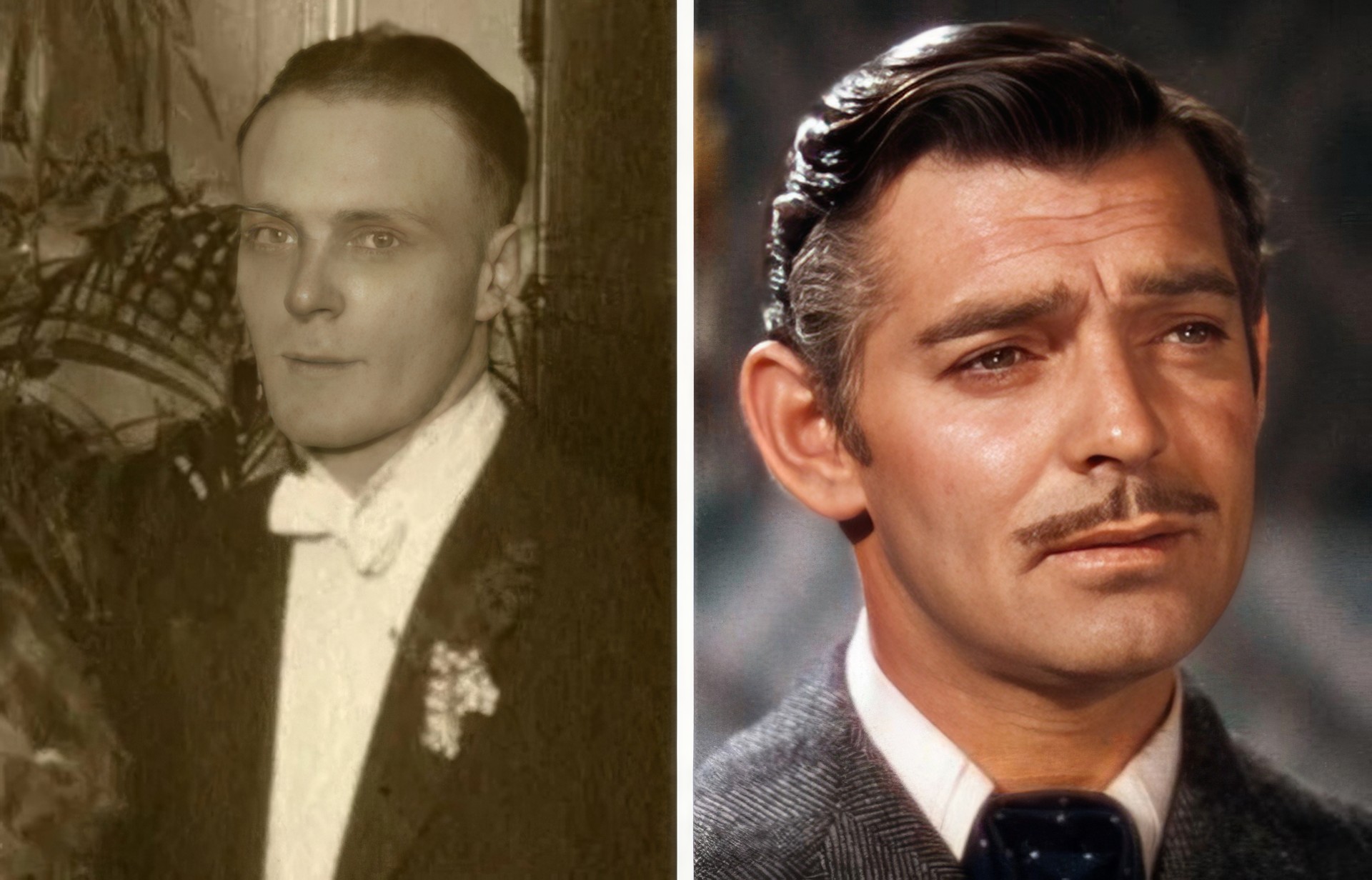 Прототипом Ретта Батлера стал первый муж Маргарет Митчелл. Друзья Беррьена Киннарда Апшоу называли его просто Ред. На коллаже Ред Апшоу слева, справа - актер Кларк Гейбл в образе Ретта Батлера.