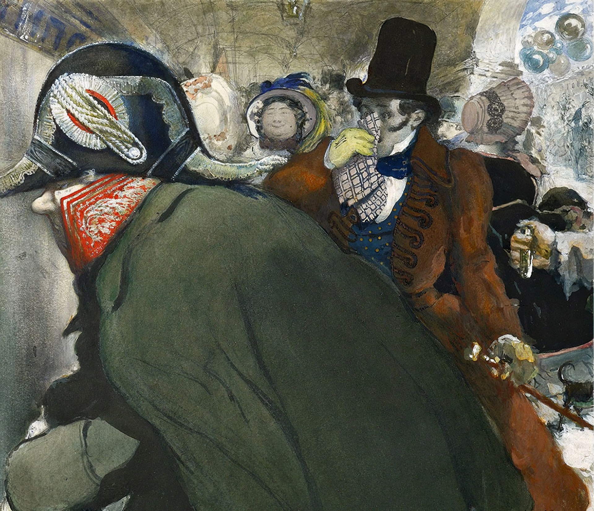 Иллюстрация к повести Гоголя "Нос". Художник Лев Самойлович Бакст, 1904.