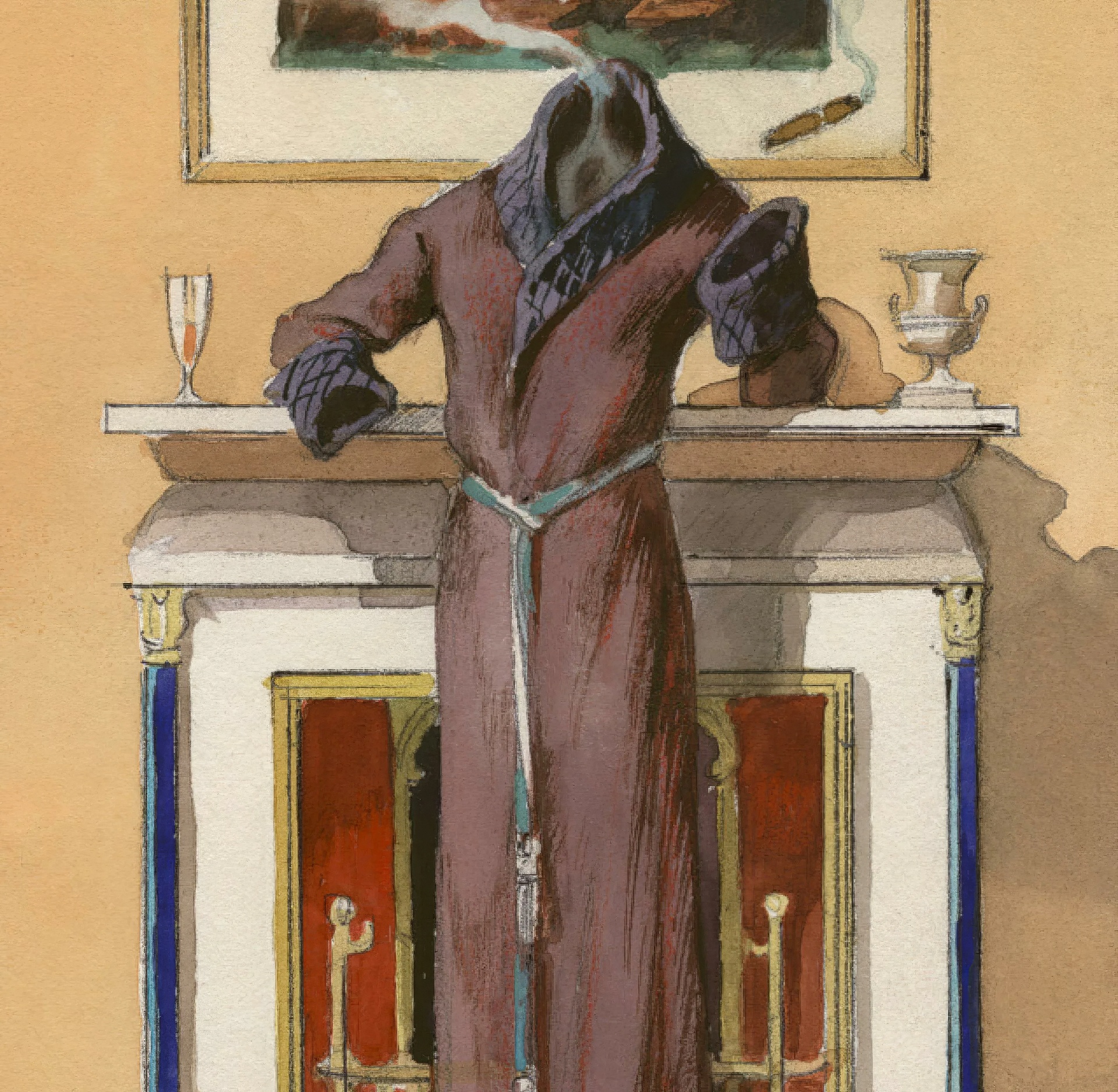 Иллюстрация Анатолия Иткина к фантастическому роману Герберта Уэллса "Человек-невидимка". 