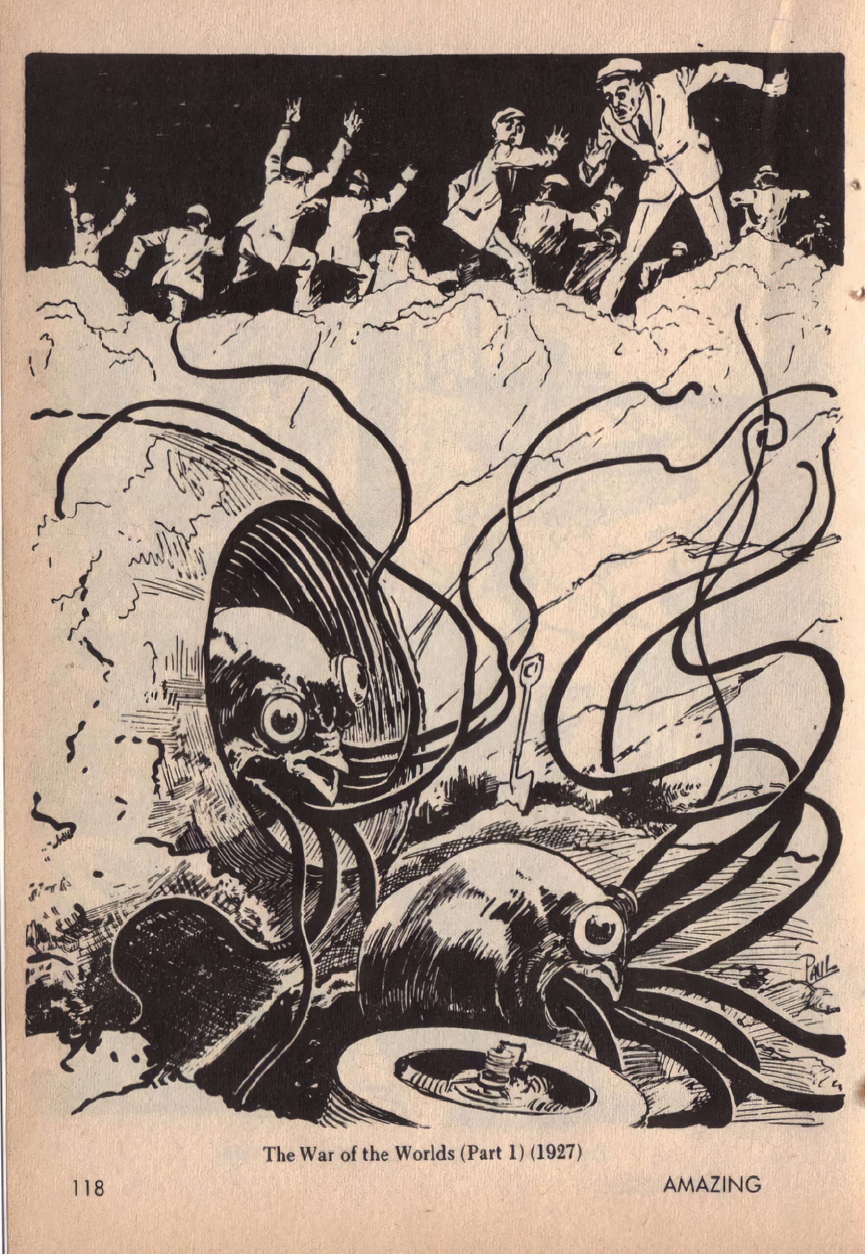 Иллюстрация Фрэнка Р. Пола к роману "Война миров".