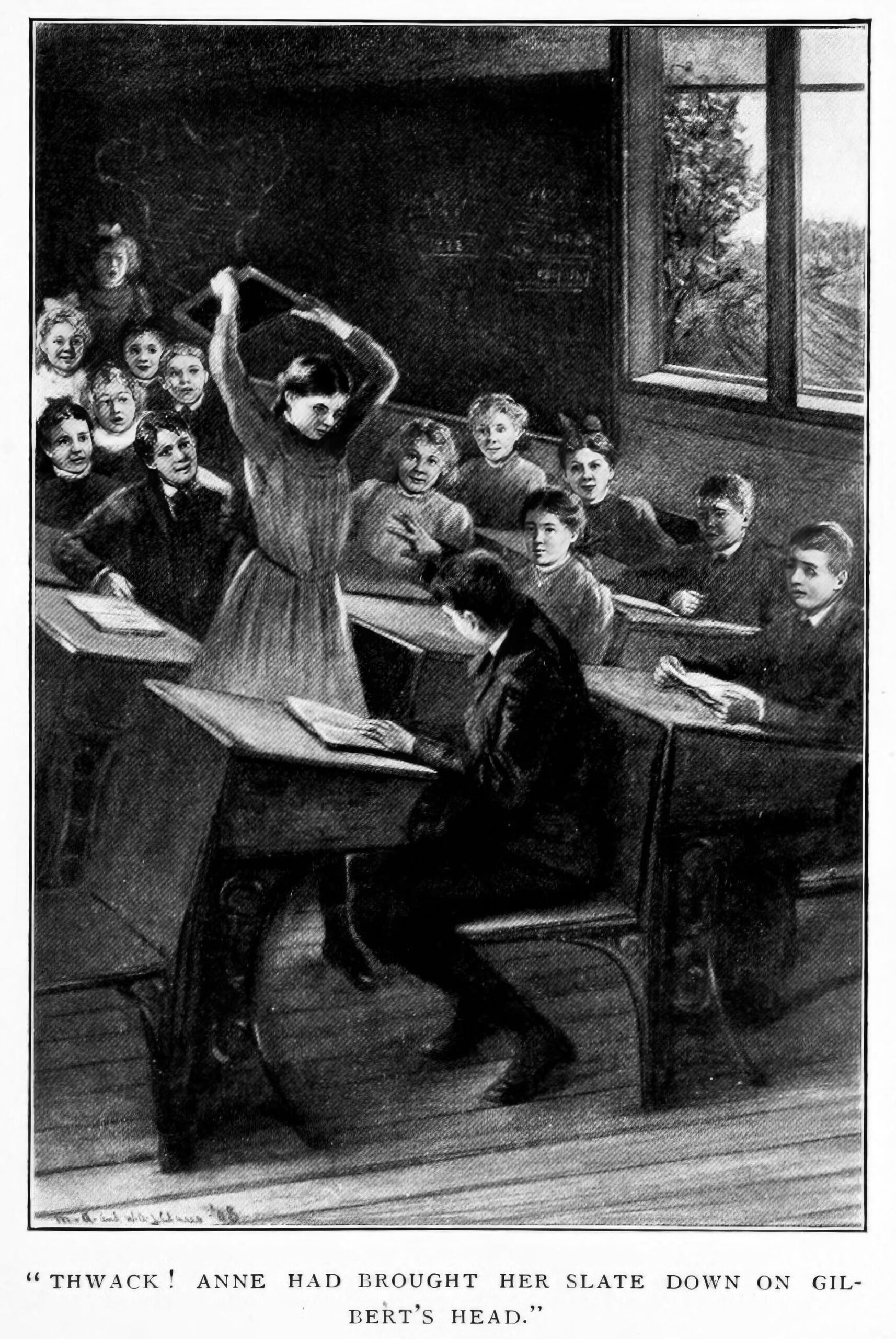 Иллюстрация на стр. 156 первого издания «Энн из Зелёных крыш» Люси Мод Монтгомери.
Дата: 1908. Иллюстраторы M. A. and W. A. J. Claus 