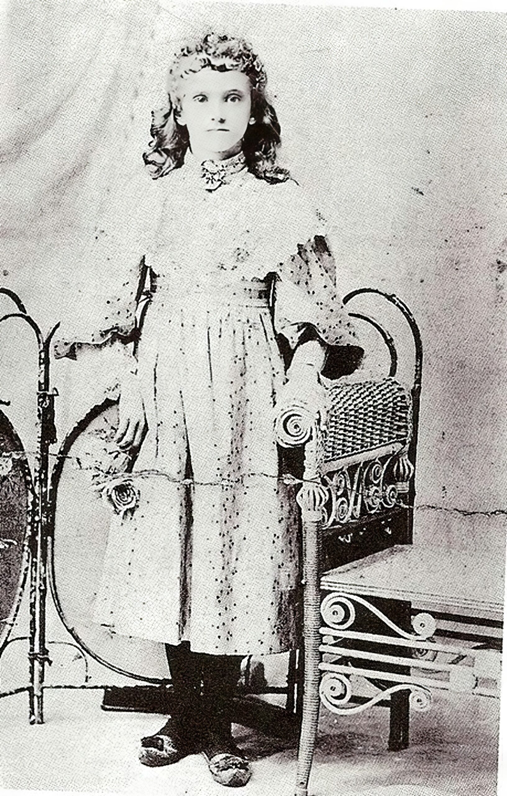 Фотография Мэри Элис «Элли» Смит, сделанная в 1863 году в доме Джеймса Уиткомба Райли в Гринфилде, штат Индиана. Смит стала прототипом персонажа «Маленькая сиротка Энни», описанного в одноимённом стихотворении Уиткомба 1885 года.