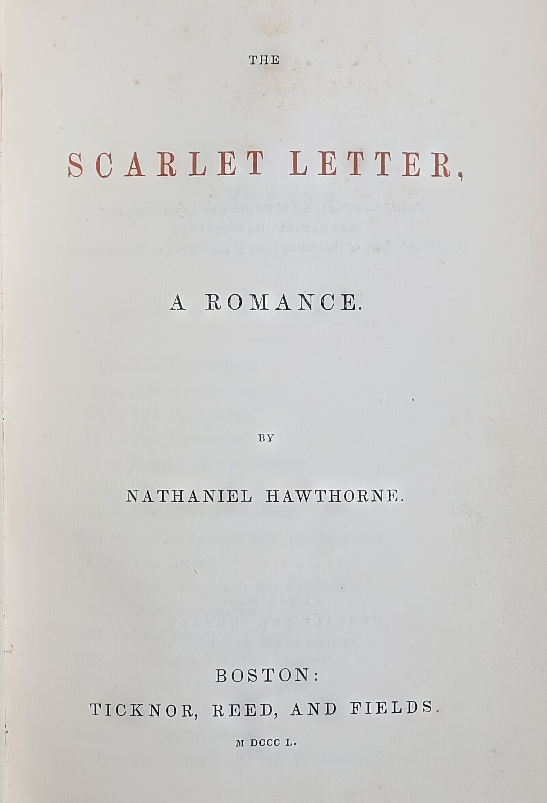 Титульный лист первого издания «Алой буквы» Натаниэля Готорна.