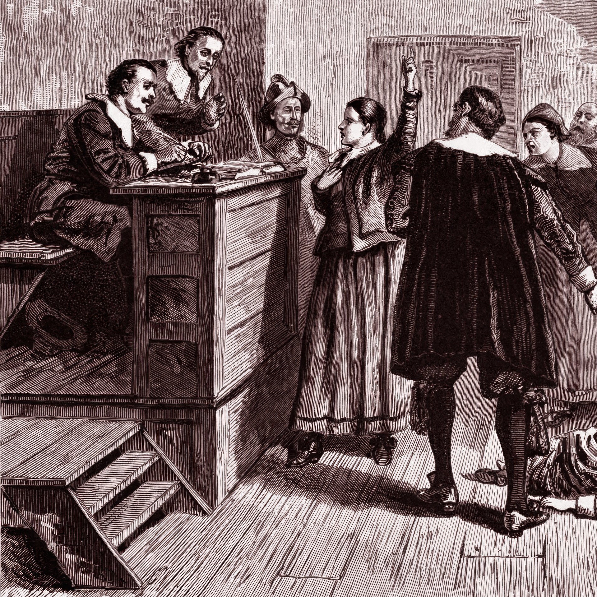 Зал судебных заседаний суда над салемскими ведьмами, 1876. Уильям А. Крафтс.