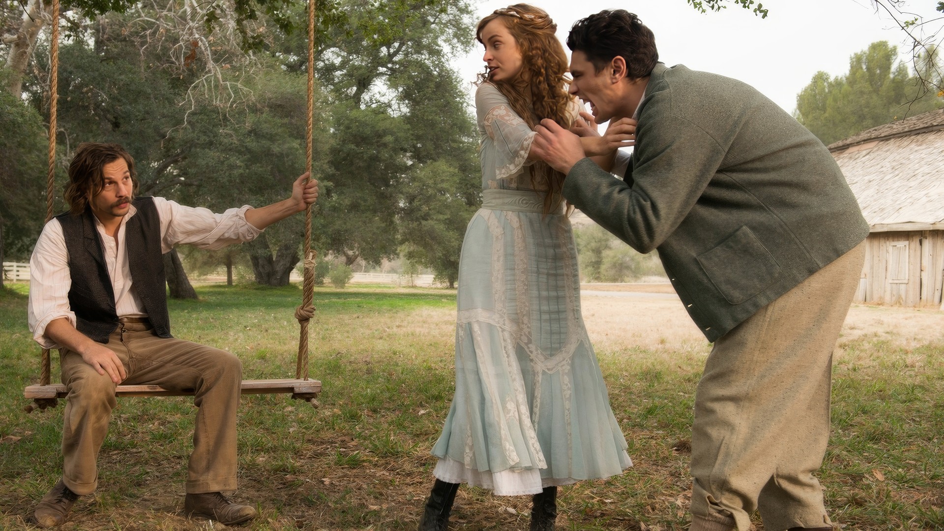 Кэдди и Бенджи. Сцена у качелей из фильма "Шум и ярость" (2014) режиссёра Джеймса Франко.